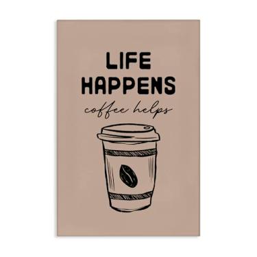 Imagem de Stupell Industries Life Happens Coffee helps Canvas Wall Art Design por JJ Design House LLC, 76 x 50 cm