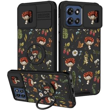 Imagem de Goocrux Capa para Moto G Stylus 5G 2025 - Capa de telefone feminina bonita e exclusiva design estético capa de câmera deslizante com suporte de anel capas para Motorola G Stylus 5G 2025, plantas