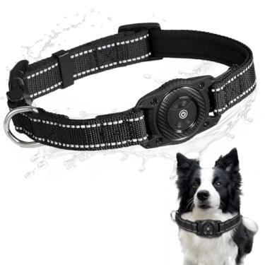 Imagem de SMART CC Coleira para cães Air Tag impermeável, Work for Apple Find My (não suporta suporte Andriod ajustável, coleira para cães com GPS para cães pequenos, médios e grandes (preto M)