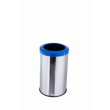 Imagem de Cesto De Lixo Reciclável 20 Litros Lixeira Inox Aro Esmaltado - Aldino