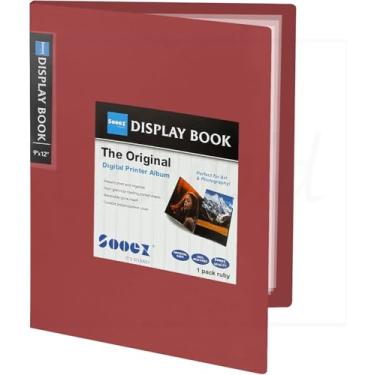 Imagem de Pasta com 30 envelopes Sooez Envelopes de plástico 23 x 30 cm, resistente com protetores de folha transparentes, exibição de 60 páginas para documentos e portfólio de obras de arte (rubi)