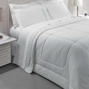 Imagem de Jogo De Cama Casal Kacyumara Satinée Branco 4 Peças 300 Fios