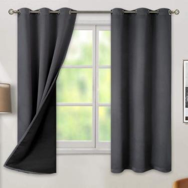 Imagem de Cortinas Blackout BGment cinza escuro 160x160cm para quarto