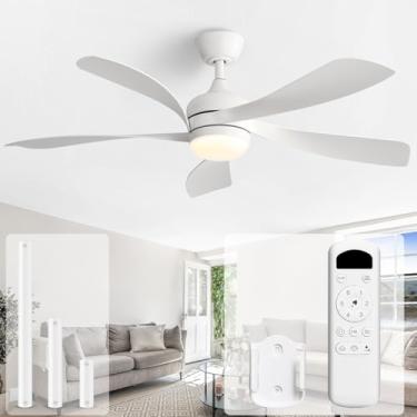 Imagem de Sofucor Ventiladores De Teto De 52 Polegadas Com Luzes E Controle Remoto, Ventilador De Teto Externo Com Luz, 6 Velocidades, 3 Cct, 3 Temporizadores, Ventilador De Teto De Baixo Perfil, 5 Lâminas, M