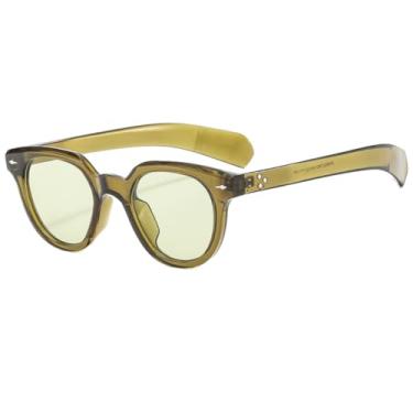 Imagem de VFDHN Óculos de sol retrô oval com rebites, armação, masculino e feminino, lentes degradê, uv400 (5)