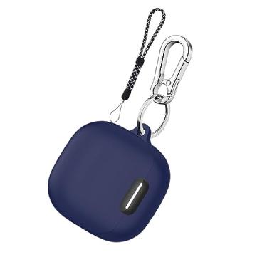 Imagem de Capa compatível com Anker Soundcore Liberty 4 NC com cordão de gancho para chaveiro, capa protetora de silicone macio à prova de choque para fones de ouvido sem fio Soundcore Liberty 4 NC (azul)