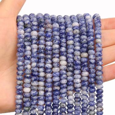 Imagem de BONNY BOXX 1 fio natural 4 * 6 mm bolinhas azuis Rondelle, contas de pedra de disco de ábaco natural, pedra preciosa espaçadora solta para pulseira faça você mesmo, colar, fabricação de joias
