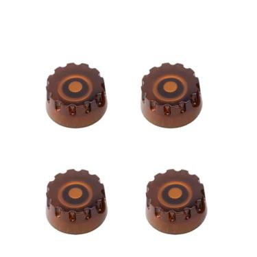 Imagem de DIAO79NI Botões de velocidade métricos grossos serrilhados de 18 estrias para guitarra elétrica Epiphone Les Paul SG, café claro/branco (conjunto de 4)
