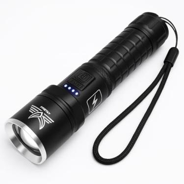 Imagem de Lanterna Tática LED Recarregável USB Super Potente com Zoom, 3 Modos Militar, Resistente e Ideal para Pesca