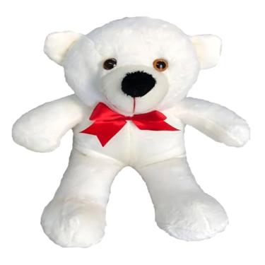 Imagem de Urso De Pelúcia Gigante Teddy 50 Cm Macio com Laço Vermelho - Baunilha