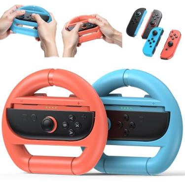 Imagem de Kinwin Steering Wheel for Nintendo Switch 2 & Switch 1 & Switch OLED Joycon, NS2 Anti-Slip Grip Holder Accessories (Blue and Orange)