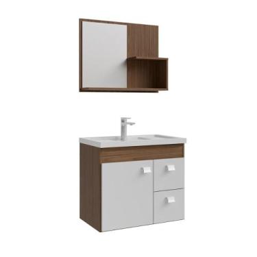 Imagem de Gabinete Armario Banheiro Isa com Cuba Espelheira 2 Gavetas - MGM Móve