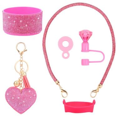 Imagem de Conjunto de acessórios para copos Stanley incluindo alça de alça de garrafa de água Siliocne Stanley Cup Boot Siliocne Straw Cover Charme elegante para copos de 850 a 1,134 g para acampamento de