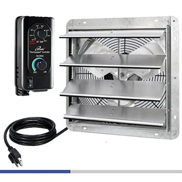 Imagem de iLIVING Exaustor de obturador montado na parede de 40,6 cm, obturador automático, com termostato e controlador de velocidade variável, 0,85A, 1200 CFM, área de cobertura de 1800 m² prata (ILG8SF16V-ST