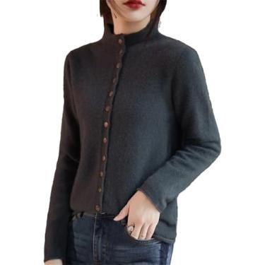 Imagem de Camisa De Lã Para Mulheres Engrossar Suéter Com Decote Redondo Cardigan De Malha Multi Casual Top, Dark Gray9, L