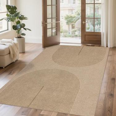 Imagem de Arvenchy Tapete de juta fácil 12 x 18: Tapetes boho naturais internos e externos para sala de estar e pátio lavável - Tapete contemporâneo neutro para entrada, quarto, cozinha, quintal, marquise