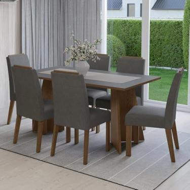 Imagem de Conjunto Sala de Jantar Tampo de Madeira 6 Cadeiras Rustic/cinza/silver Soho Madesa