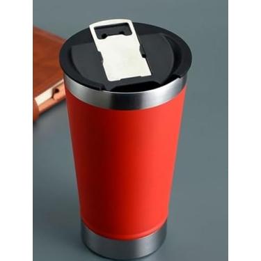 Imagem de Copo Térmico Conserva Aço Inox 500ml c/tampa Abridor Cerveja (Vermelho)