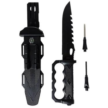 Imagem de Faca Tatica C/Pederneira Apito Camping Selva COM PROTEÇÃO PARA A MÃO