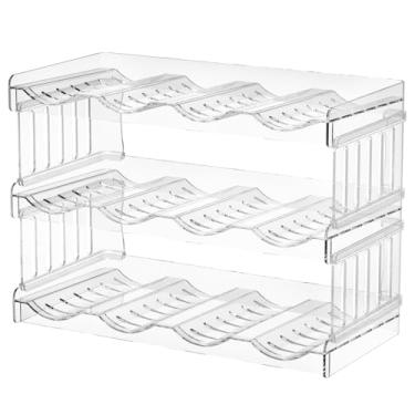 Imagem de Organizador de garrafa de água de plástico e suporte de armazenamento de vinho comporta 16 garrafas empilháveis de armazenamento de garrafa de água rack de armazenamento de armário e armazenamento de