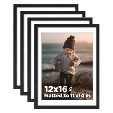 Imagem de KINLINK Conjunto de 4 porta-retratos de 30 x 40,6 cm, molduras de madeira 40,6 x 30,5 cm com acrílico para fotos de 28 x 35,5 cm com tapete ou 30,5 x 40,6 cm sem tapete, galeria de arte de parede e