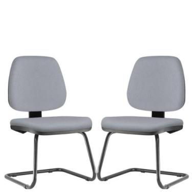 Imagem de Kit 2 Cadeiras Para Escritório Job Fixa Cinza - LYAM DECOR