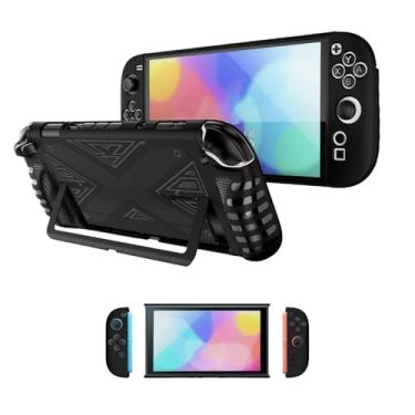 Imagem de Capa protetora para Nintendo Switch 2, capa fina de TPU para console e aderência, alças destacáveis, capa antiarranhões à prova de choque para modo portátil e ancoragem, preta