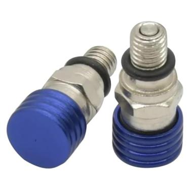 Imagem de BYYINGSUS Válvulas de sangramento de ar de garfo M4x0.7 compatíveis com SX SXF EXC EXCF XC XCF XCW XCFW 150 200 250 300 350 400 450 500 e Hus&qvarna FC TE FE (M4 azul)
