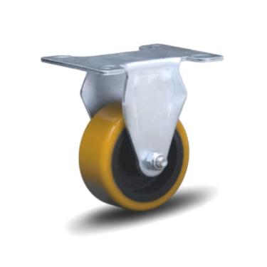 Imagem de Rodizio Fixo 3 Polegadas Série 12 Industrial com Placa em Poliuretano e Núcleo em Ferro Fundido