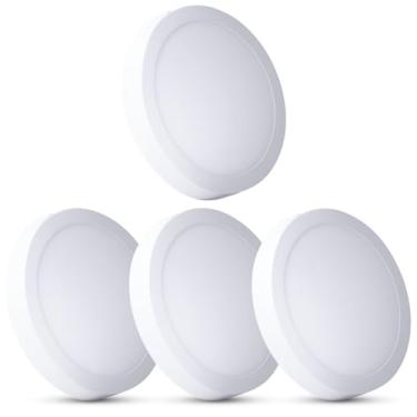 Imagem de Plafon LED sobrepor redondo 18W branco frio 6500K bivolt com design slim moderno para teto interno (4)