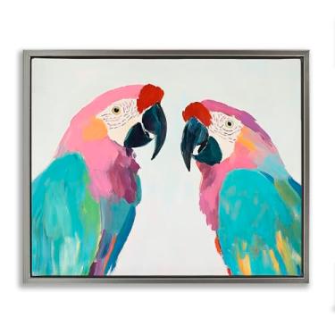 Imagem de Stupell Industries Arte de parede em tela flutuante cinza araras pastel exóticas, design por Sisi e Seb, 25 x 31