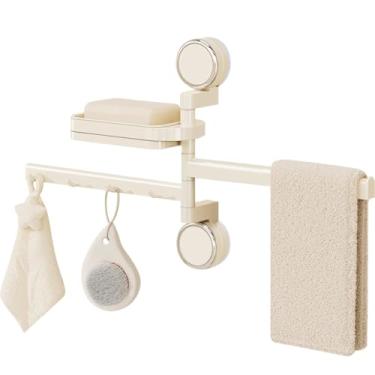 Imagem de EHERDM Toalheiro giratório para banheiro barra de toalhas rotativa de 180° com ventosa de saboneteira, cabide giratório, suporte de armazenamento multifuncional para cozinha, chuveiro, quarto, 3