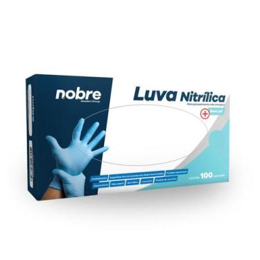 Imagem de Luva Nitrílica Azul Sem Pó Tamanho G 100 Unidades - Nobre