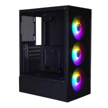 Imagem de Gabinete atx bpc gamer rgb black com lateral de vidro 3 fans - BRAZILP