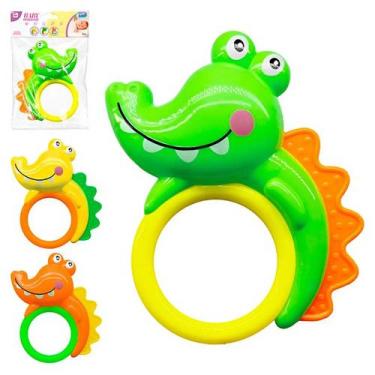 Imagem de Brinquedo Mordedor Bebê Chocalho Crocodilo Infantil 14cm - Zein