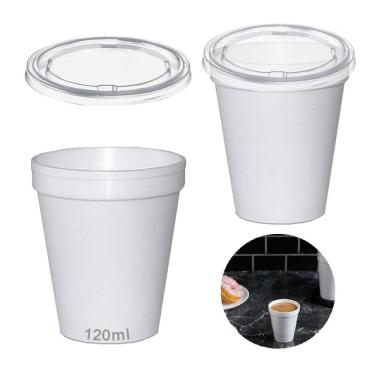 Imagem de Copo Térmico Isopor 120Ml Tampa Plástica C/200 Cor Branco