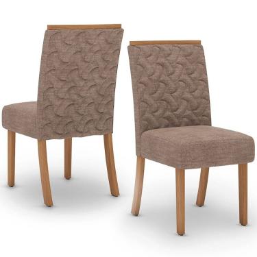 Imagem de Kit 2 Cadeiras Estofadas Sala De Jantar Esther Suede Cacao Henn