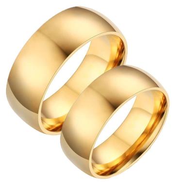 Imagem de Par De Alianças  Casamento Namoro Noivado 8mm Banhada a ouro 18k