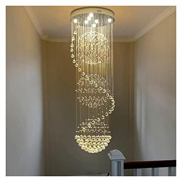 Imagem de Lustre de cristal espiral moderno iluminação para escada escada vitrine quarto hotel hall tamanho grande 100x250cm