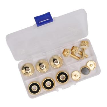 Imagem de Eujgoov Kit de Reparo de Trompete Com Botão de Válvula de Trombeta Substituição de Concha de Abalone de Metal Resistente, Portátil Compacto Multifuncional para Precisão de Chave, Design Minimalista