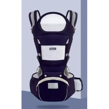 Imagem de Bolsa Canguru Ergonômico Bebê Mãe Premium 12 Posições 3 Em 1 cor Azul Marinho