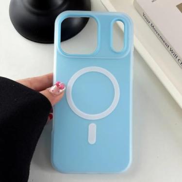 Imagem de Capa Candy Matte para iPhone 16, 15, 14, 13, 12 Pro Max 11, 16Plus 16E SE4 Magnética Transparente 2 em 1, Azul Escuro, para i