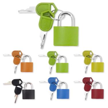 Imagem de 6 pacotes de cadeados de mala com chaves multicoloridos pequenos cadeados de bagagem Matel coberto de plástico mini cadeado com chave para casa, escola, academia, armário, combinando, jogos