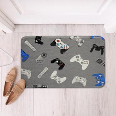 Imagem de Gamepad Tapete de banheiro Gamer Cinza Antiderrapante Tapete de Banho Macio Absorvente de Água Crianças Meninos Vários Videogames Banheira Chuveiro Tapete de Banho de Lã Controle de Jogos Tapete de Entrada para Cozinha Decoração de Quarto 40,64 cm x 60,96 cm