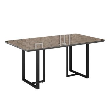 Imagem de Mesa para Sala de Jantar Retangular 160x90cm Mdf com Vidro Lunna Preto Fosco / Grafite