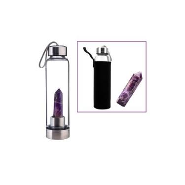 Imagem de Garrafa de água de vidro Amethyst Quartz Energy Stone 500mL - Lightbek