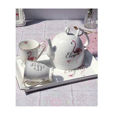 Imagem de wang hao shop Chaleiras, chaleira de cerâmica desligamento automático base rápida fervura removível proteção contra fervura a seco 1L 1Kw 2 bandejas de copo de água/chaleira 2 copos de água + bandeja