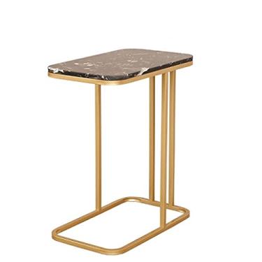 Imagem de Bancadas de ardósia de mármore, sofá, sala de estar, pequena família, sala de estar, TV, mesa de centro de canto pequena (cor: dourado + mármore preto) (dourado + mármore preto)