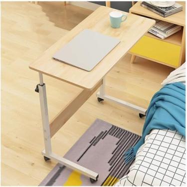 Imagem de Suporte ajustável para laptop Púlpito de computador móvel com rodas mesa móvel para sofá-cama hospitalar leitura alimentos mesa portátil para computador (cor: branco, tamanho K, 60 x 40 x 92 cm