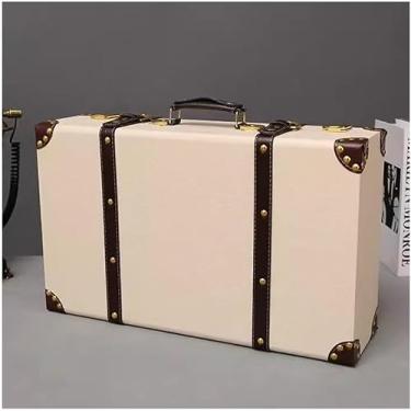 Imagem de Mala Retrô, Mala De Papelão Caixa De Armazenamento De Viagem Caixas De Armazenamento Decorativas Mala Para Decoração, Armazenamento E Muito Mais, White, 2PCS